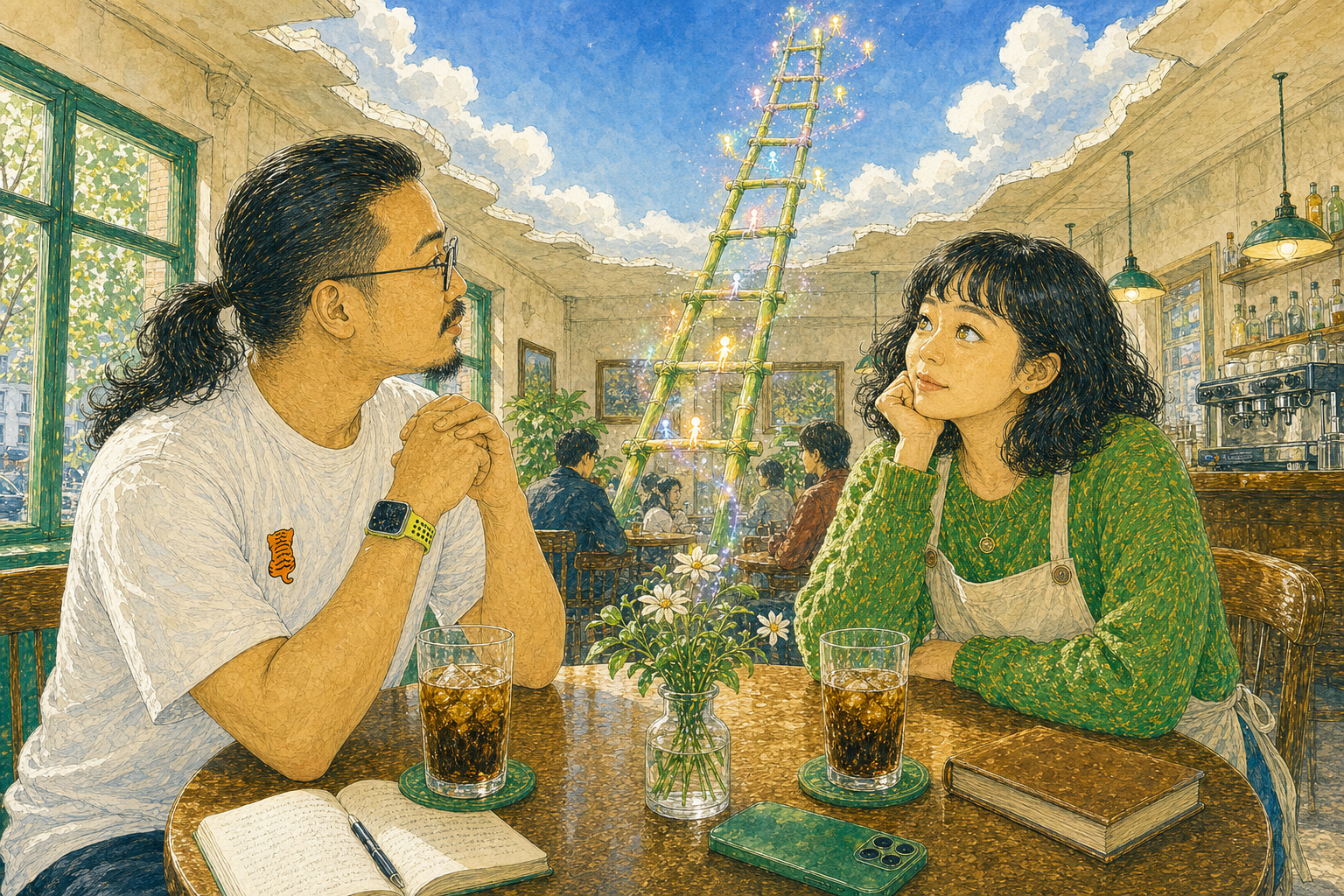 法蒂玛看着想象中的竹子天梯,眼睛发亮。