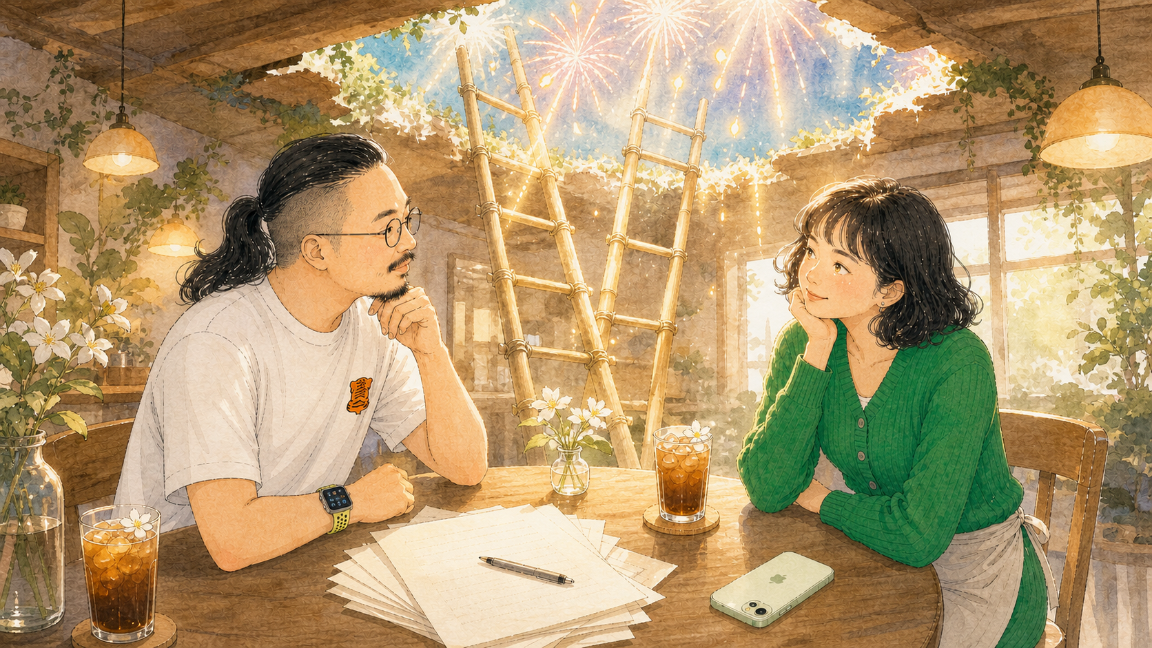 法蒂玛看着想象中的竹子天梯,眼睛发亮。