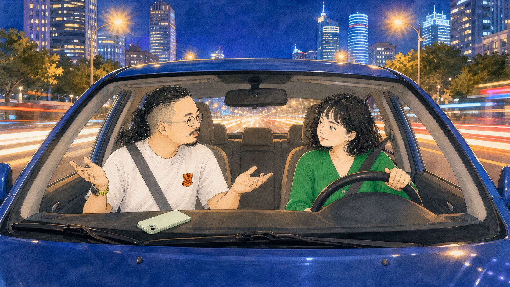车内，闹钟摊着手讲得很有道理，沈红无奈又好笑。